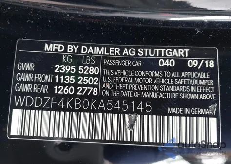 2019 Mercedes-Benz E 300 4Matic из США, поврежденный, VIN WDDZF4KB0KA545145